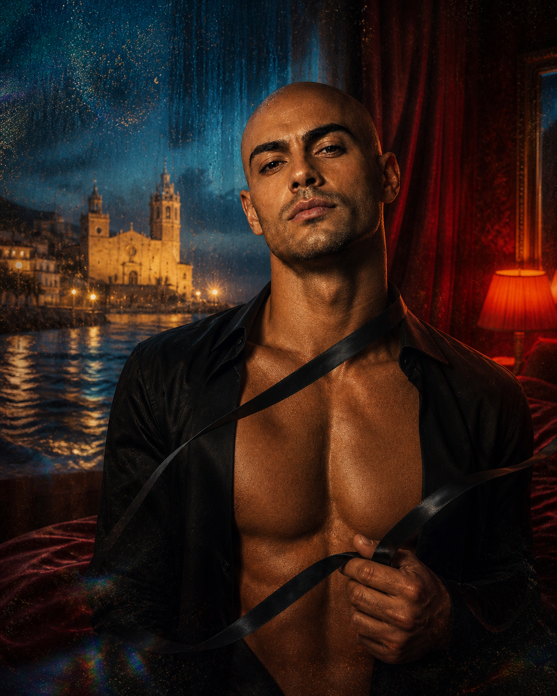 Nick Dragoi dans une nuit rouge et bleue à Sitges — Jeux Cruels en Sitges